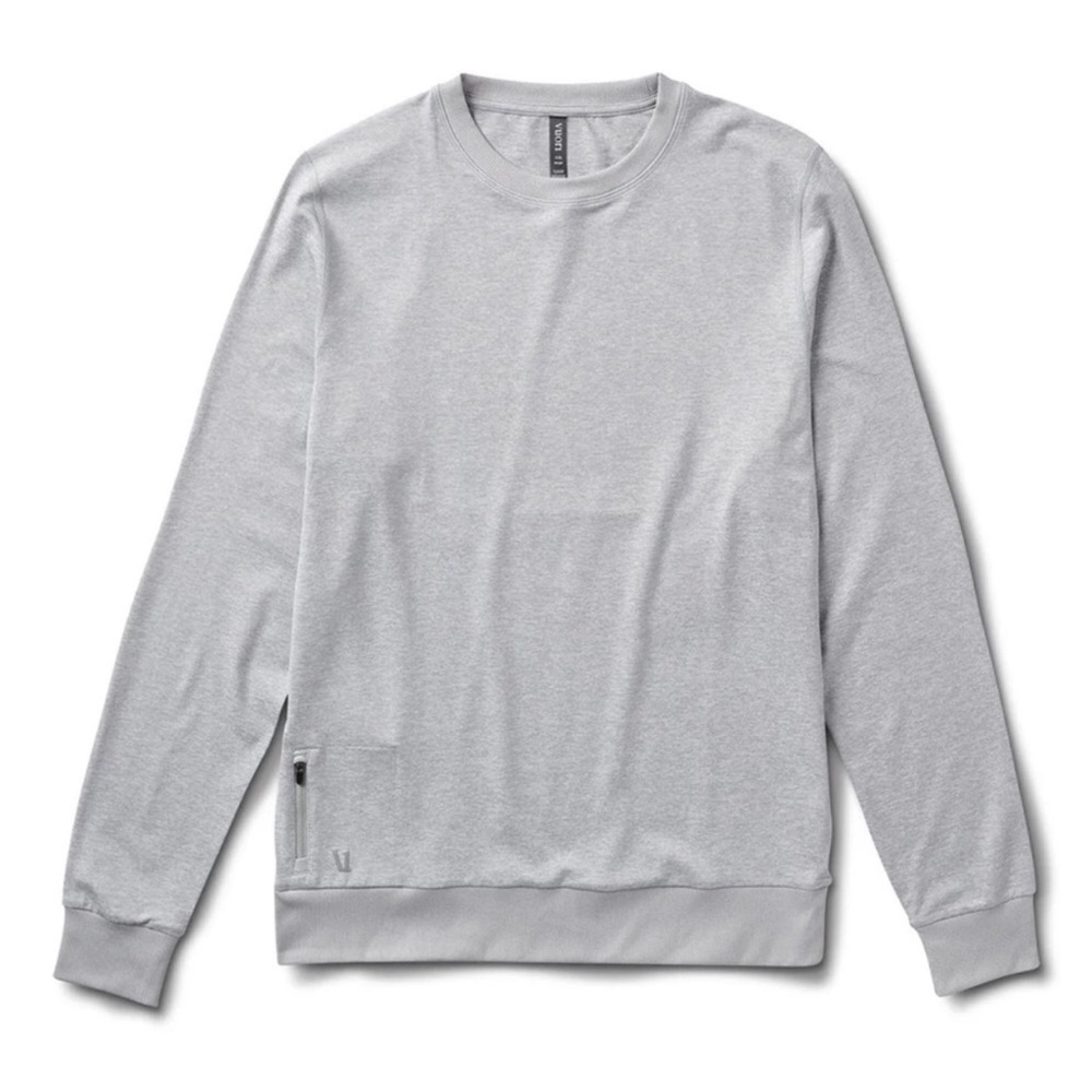 Vuori Mens Ponto Performance Crew Platinum Light Heather Grey - Picture 4 of 9